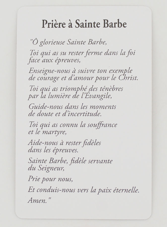 Lot de 10 Cartes de Prière à Sainte Barbe (pic 4)