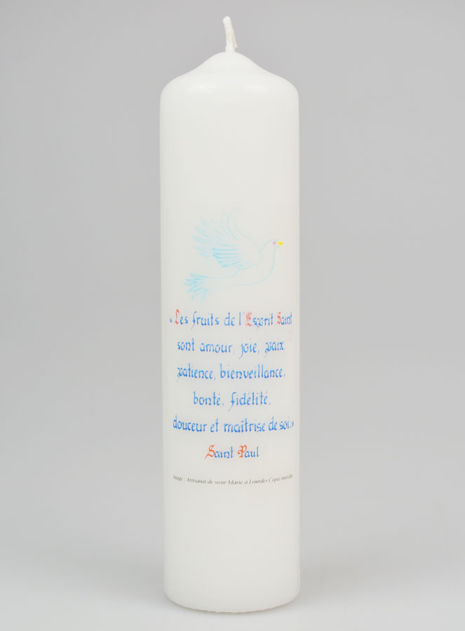 Cierge de Confirmation Les Fruits de l'Esprit Saint - 20cm (pic 1)