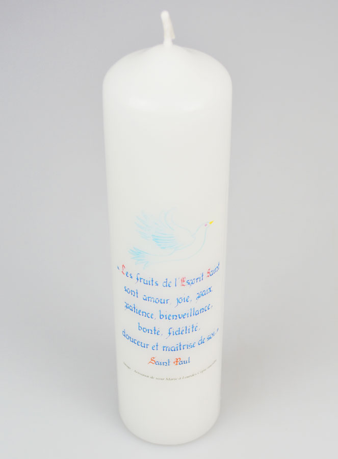 Cierge de Confirmation Les Fruits de l'Esprit Saint - 20cm (pic 2)