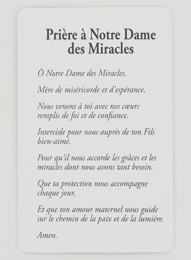 Lot de 10 Cartes de Prière à Notre Dame des Miracles (pic 4)