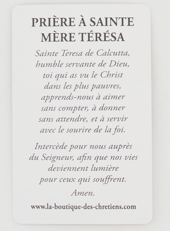 Lot de 10 Cartes de Prière à Sainte Mère Teresa (pic 4)
