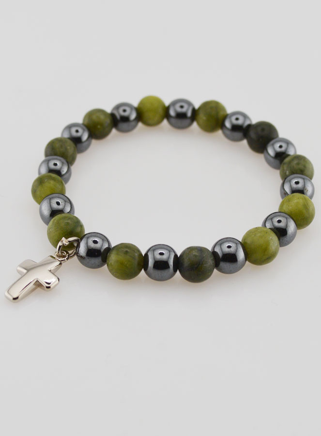 Bracelet Avec Croix - Hématite & Vésuvianite (pic 3)