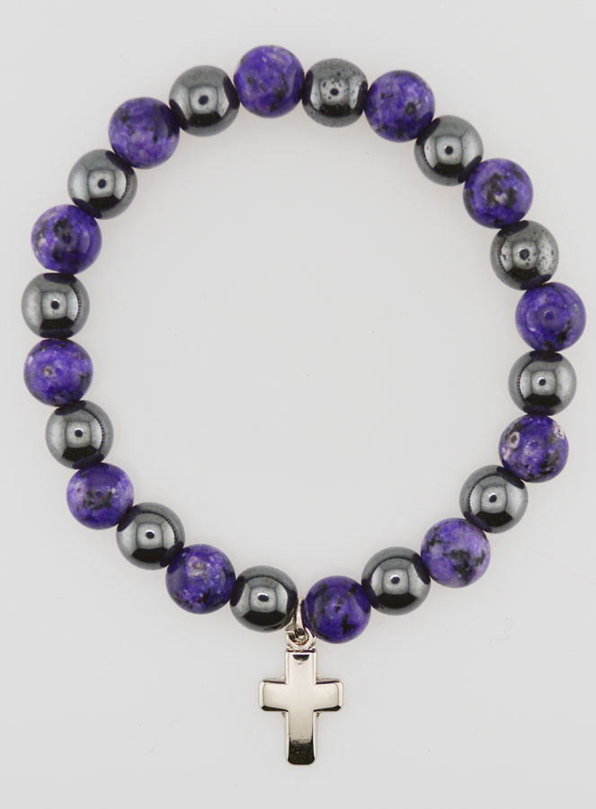 Bracelet Avec Croix - Hématite & Charoïte (pic 1)
