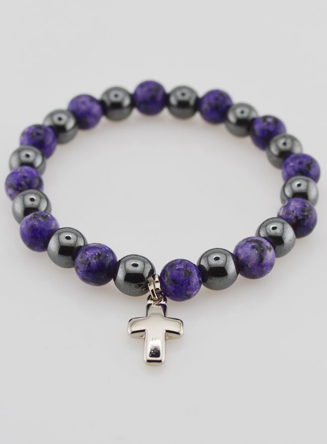 Bracelet Avec Croix - Hématite & Charoïte (pic 2)