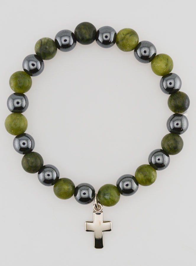 Bracelet en Pierres Naturelles de Vésuvianite & Hématite (pic 1)