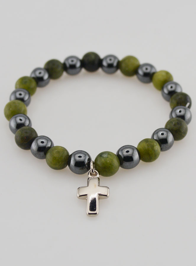 Bracelet en Pierres Naturelles de Vésuvianite & Hématite (pic 2)