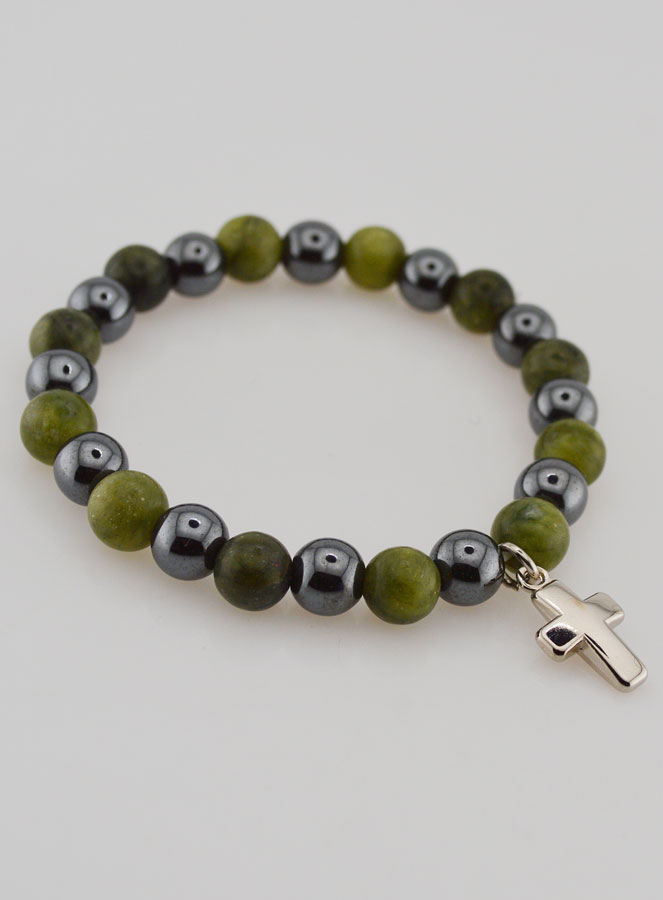 Bracelet en Pierres Naturelles de Vésuvianite & Hématite (pic 4)