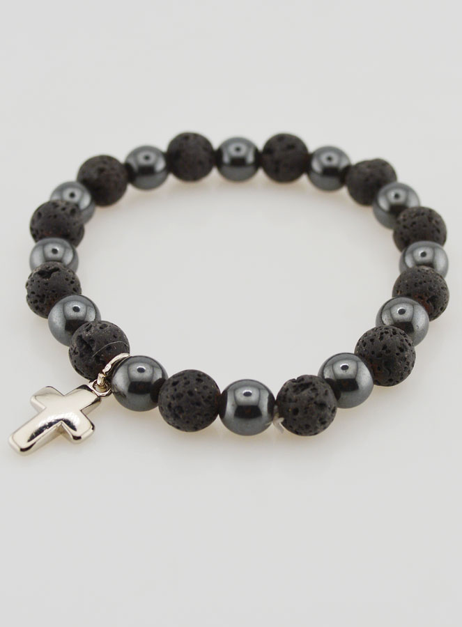 Bracelet en Pierres Naturelles - Hématite & Pierre de Lave (pic 3)