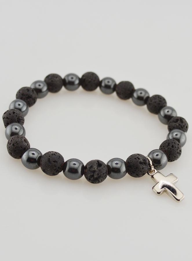 Bracelet en Pierres Naturelles - Hématite & Pierre de Lave (pic 4)