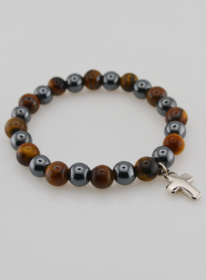 Bracelet en Pierres Naturelles - Hématite & Oeil de Tigre (pic 4)