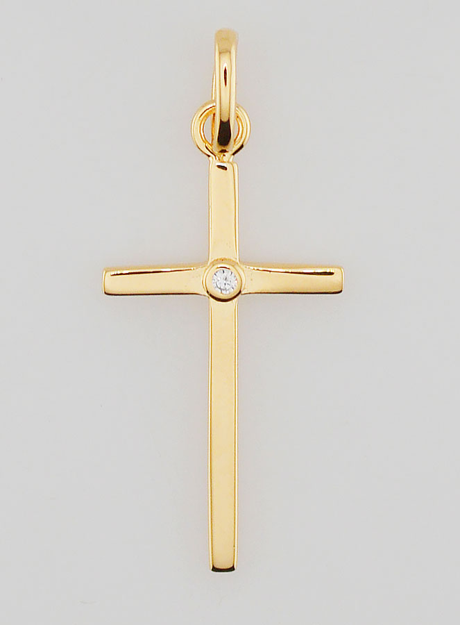 Pendentif Croix en Plaqué Or & Zircon (pic 1)