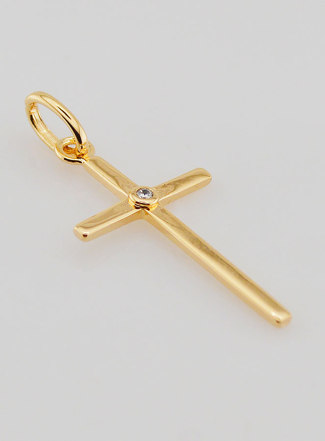 Pendentif Croix en Plaqué Or & Zircon (pic 3)
