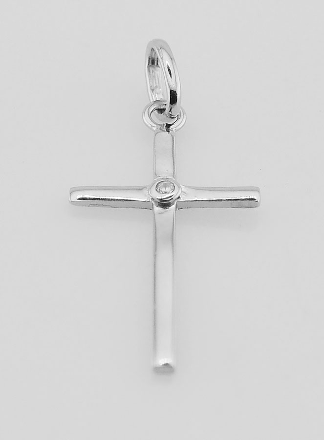 Pendentif Croix en Argent 925 & Zircon (pic 2)