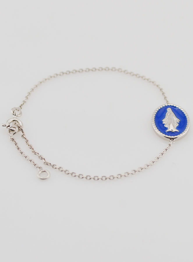 Bracelet Médaille Miraculeuse - Argent & Émail Bleu (pic 2)