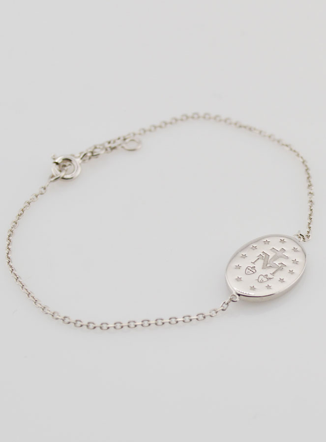 Bracelet Médaille Miraculeuse - Argent & Émail Bleu (pic 4)
