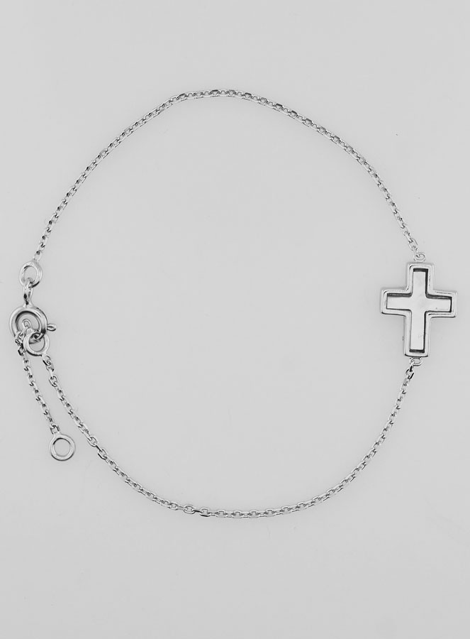 Bracelet Religieux en Argent & Croix en Nacre (pic 1)