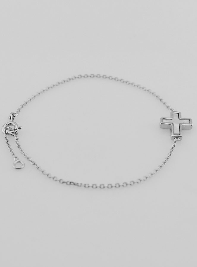 Bracelet Religieux en Argent & Croix en Nacre (pic 2)