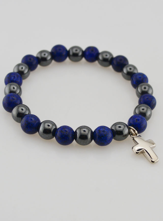 Bracelet en Pierres Naturelles - Hématite & Lapis Lazuli (pic 3)