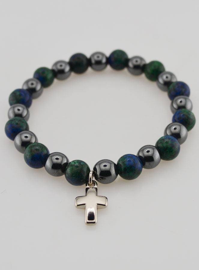 Bracelet Avec Croix - Hématite & Azurite (pic 2)