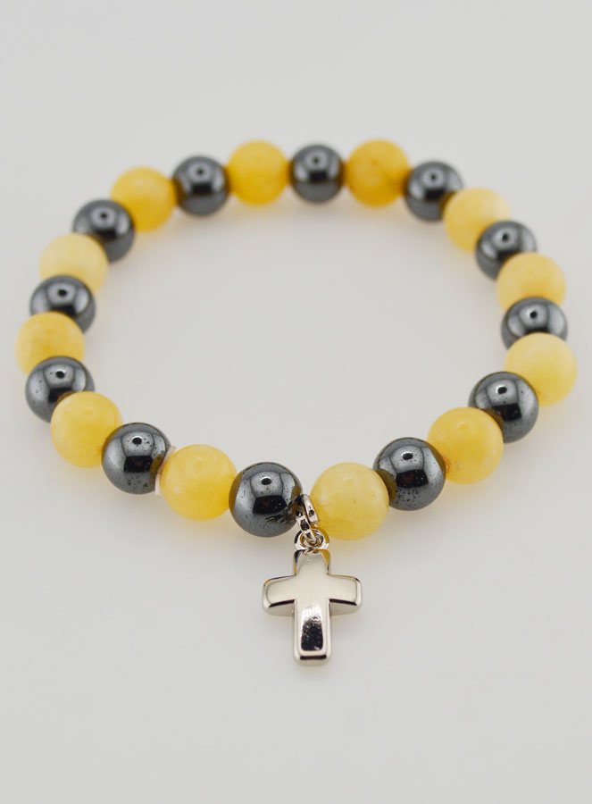 Bracelet en Pierres Naturelles - Hématite & Calcite Jaune (pic 2)
