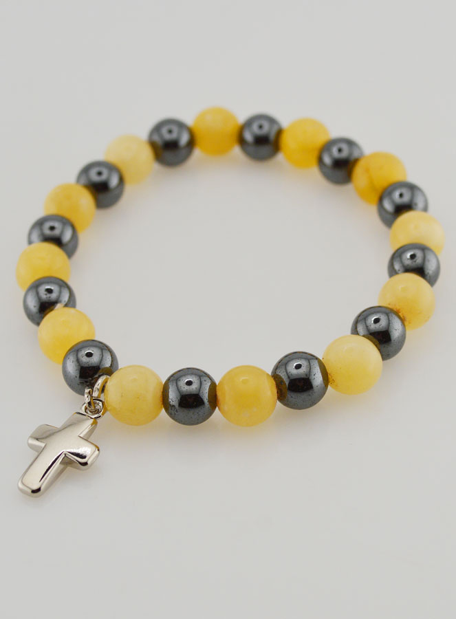 Bracelet en Pierres Naturelles - Hématite & Calcite Jaune (pic 4)