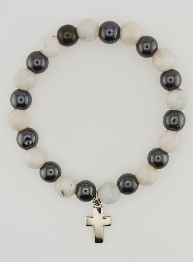 Bracelet en Pierres Naturelles - Hématite & Pierre de Lune (pic 1)