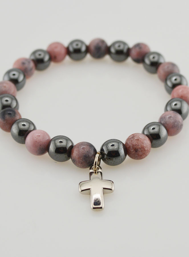Bracelet en Pierres Naturelles - Hématite & Rhodonite (pic 2)