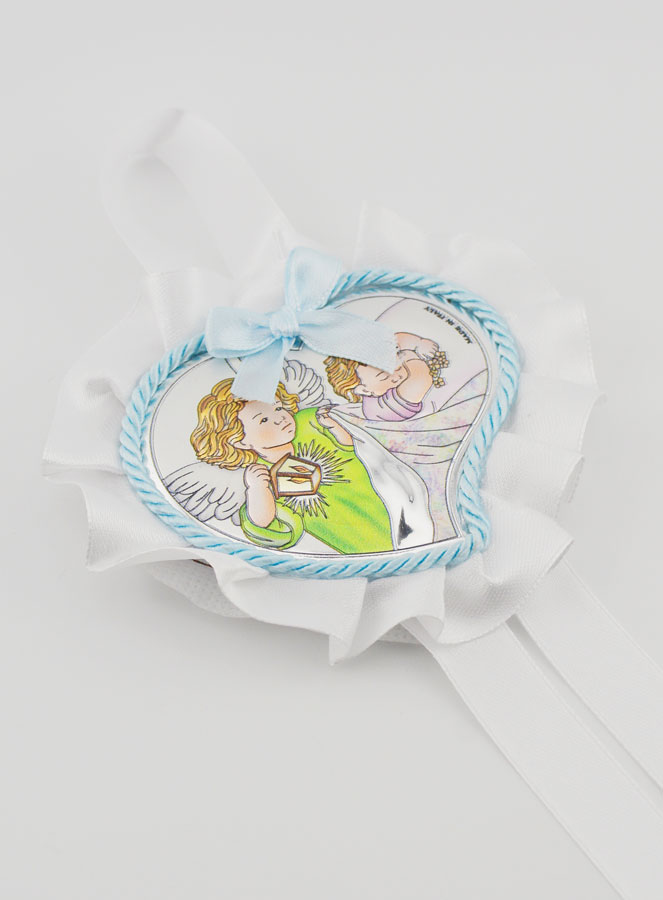 Cadeau de Baptême - Médaille de Berceau Coeur & Ange Lanterne (pic 3)