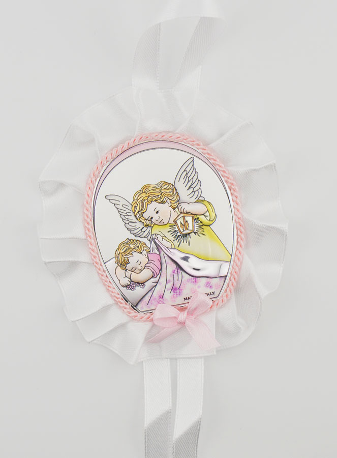 Cadeau de Baptême - Médaille de Berceau Ange Lanterne (pic 1)