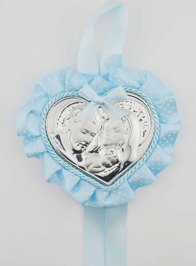 Cadeau de Baptême - Médaille de Berceau Coeur Sainte Famille (pic 1)