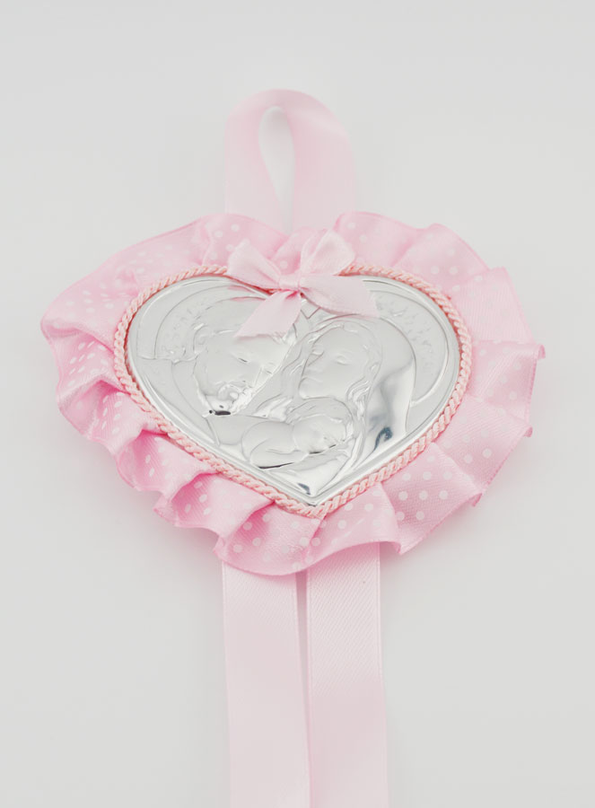 Cadeau de Baptême - Médaille de Berceau Coeur Sainte Famille (pic 2)