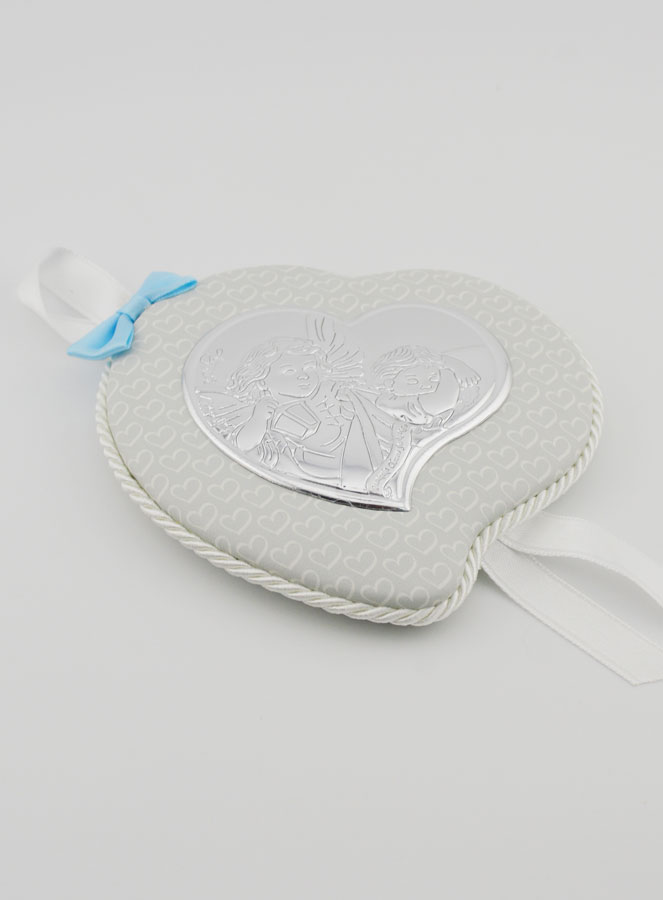 Cadeau de Baptême Garçon - Médaille de Berceau Cuir - Ange Lanterne (pic 2)