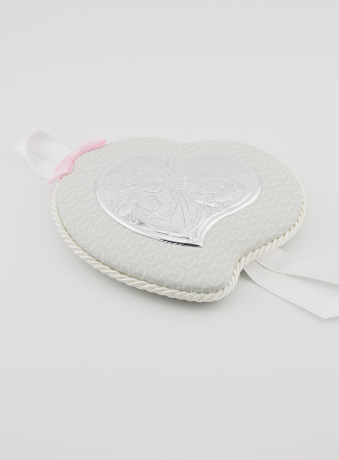 Cadeau de Baptême Fille - Médaille de Berceau Cuir - Ange Lanterne (pic 2)