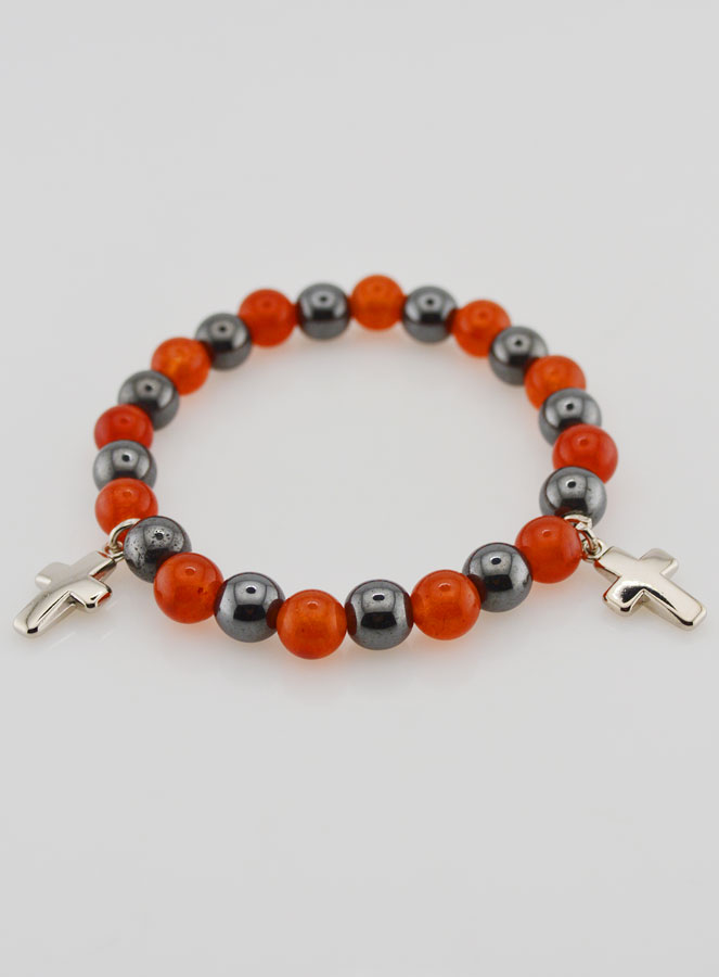 Bracelet Avec Croix - Hématite & Cornaline (pic 2)