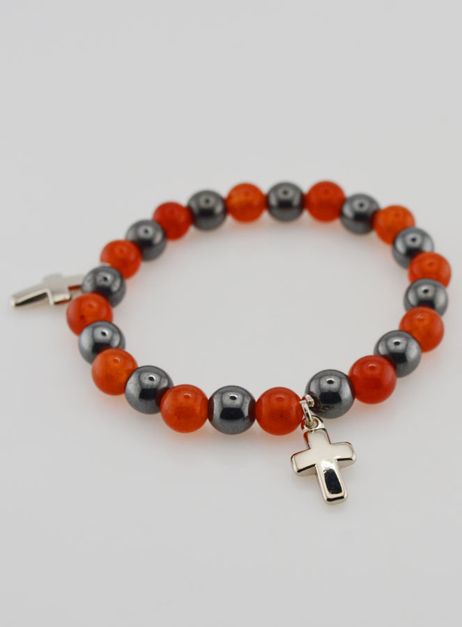 Bracelet Avec Croix - Hématite & Cornaline (pic 4)