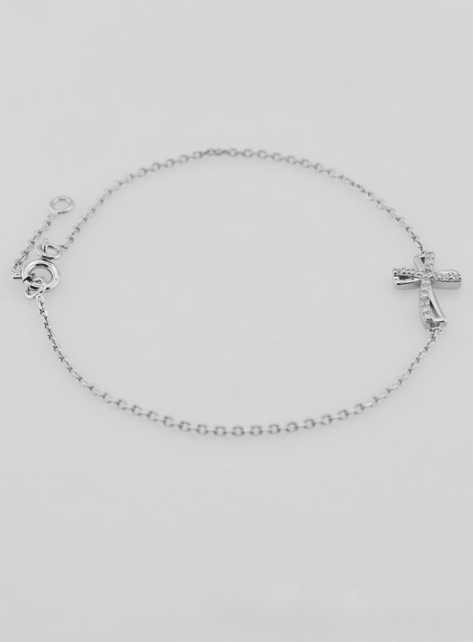 Bracelet Religieux en Argent & Croix Strass (pic 2)