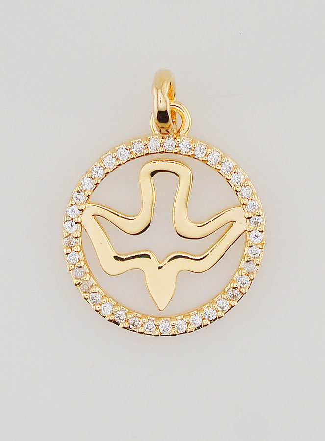 Médaille Saint Esprit Ajourée en Plaqué Or - 15mm (pic 1)