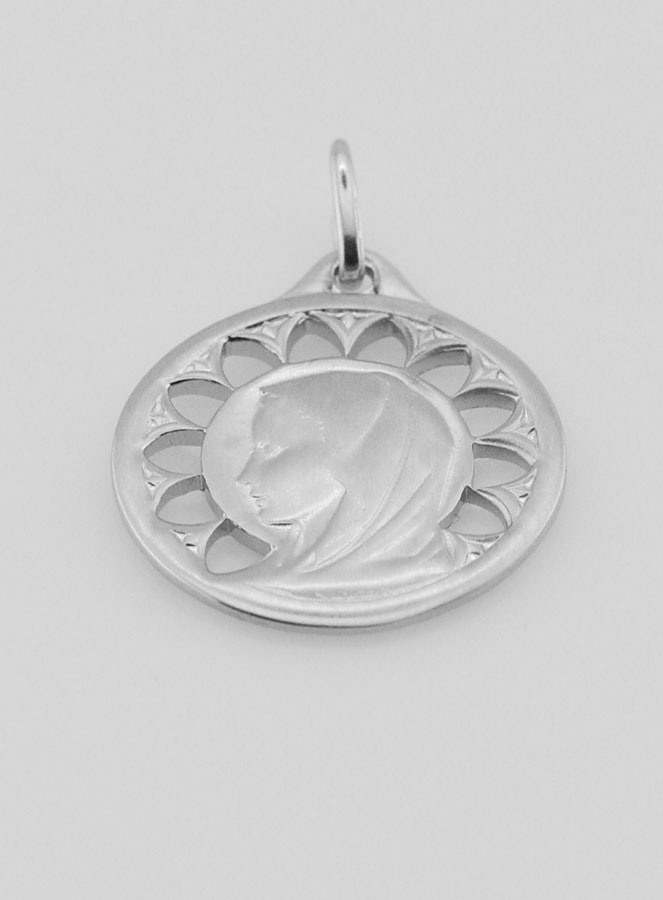 Médaille Vierge Marie Ajourée Argent 925 - 20mm (pic 2)