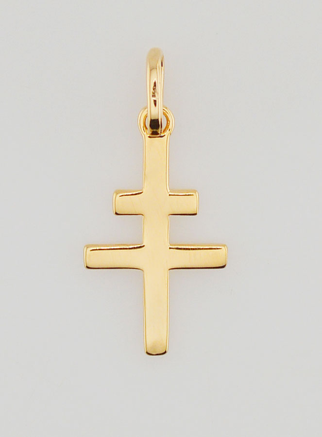Pendentif Croix de Lorraine en Plaqué Or - 18mm (pic 1)