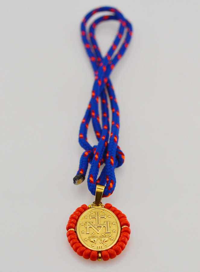 Médaille Miraculeuse Perles Rouges - Cordon (pic 4)