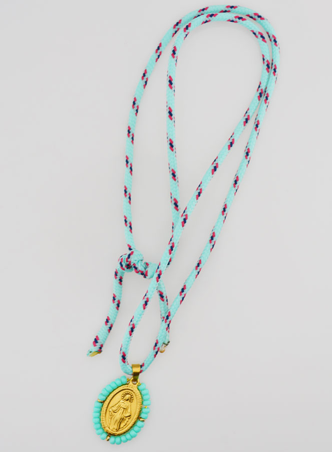 Médaille Miraculeuse Perles Vertes & Cordon (pic 3)