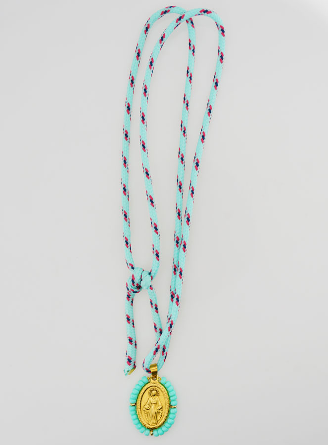 Collier Cordon Miraculeuse & Perles Vertes (pic 3)