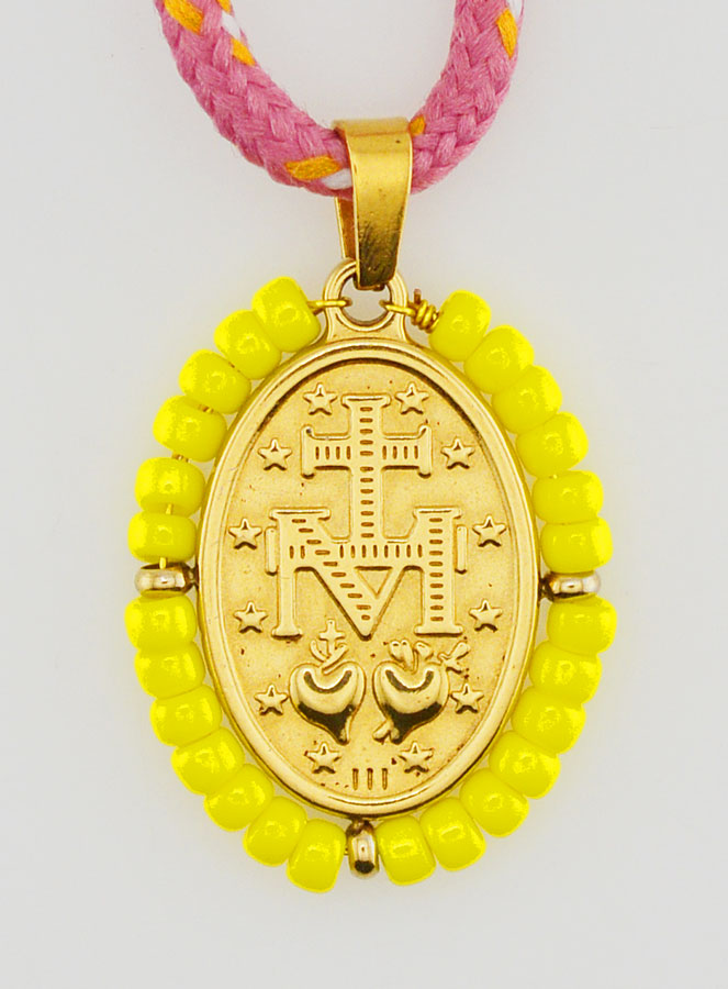 Collier Cordon Miraculeuse & Perles Jaunes (pic 2)