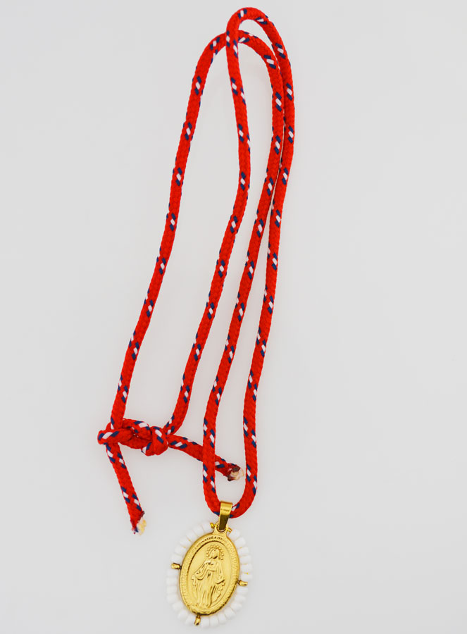 Médaille Miraculeuse Perles Blanches & Cordon (pic 3)
