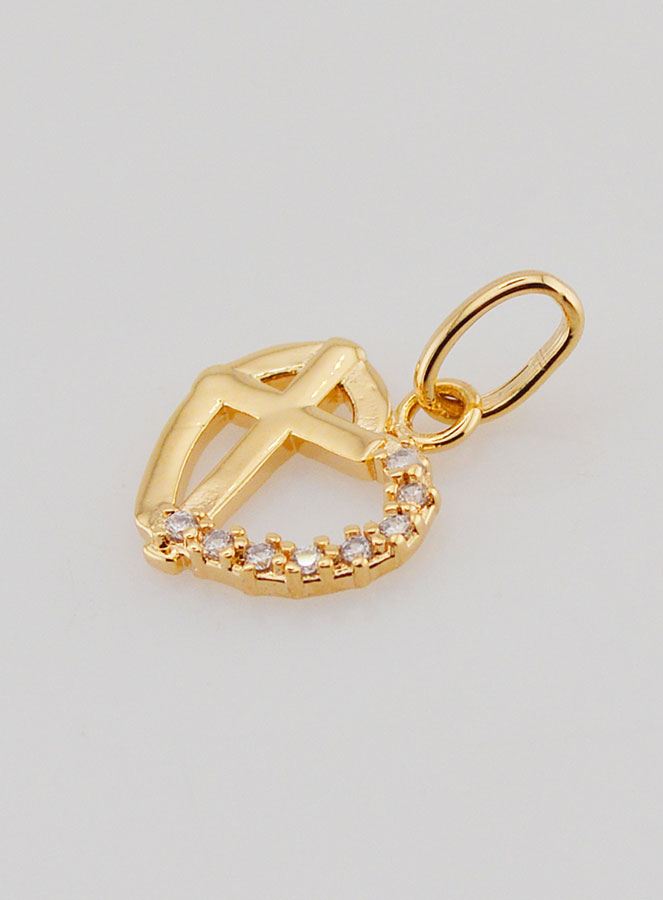 Pendentif Coeur & Croix en Plaqué Or (pic 3)