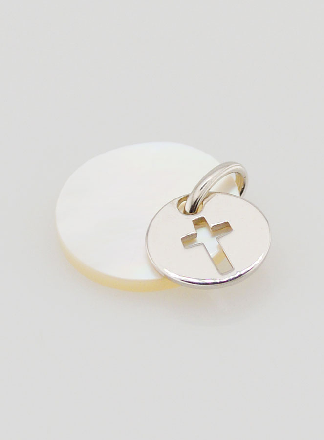 Médaille Jeton Argent & Nacre - Croix (pic 4)