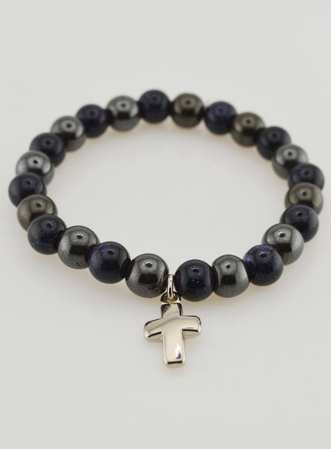 Bracelet Pierres Naturelles - Hématite & Soleil Bleu (pic 2)