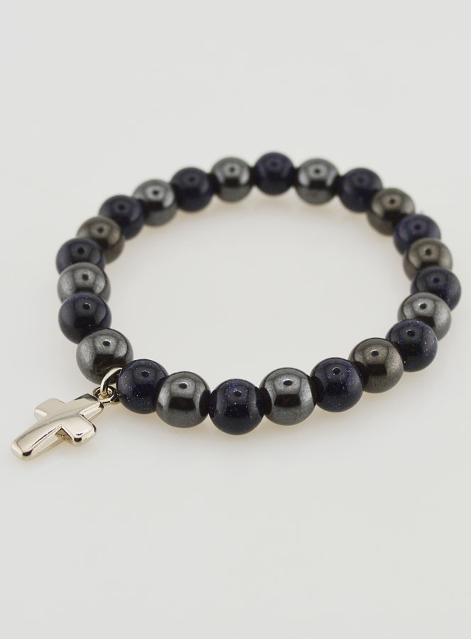 Bracelet Pierres Naturelles - Hématite & Soleil Bleu (pic 3)