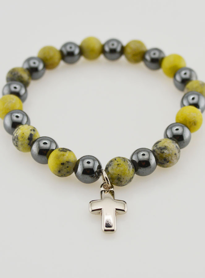 Bracelet Avec Croix - Hématite & Serpentine (pic 2)