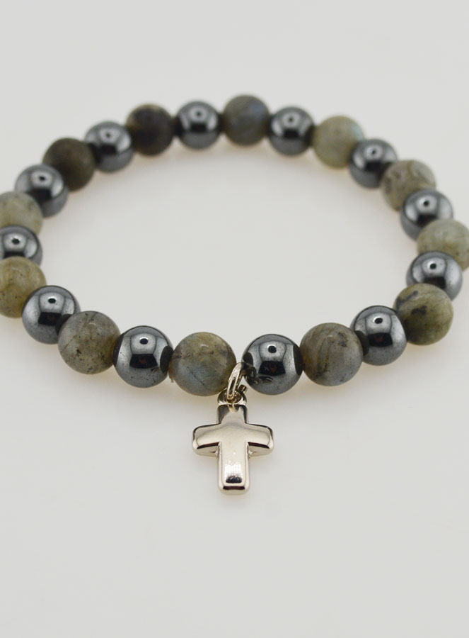 Bracelet Avec Croix - Hématite & Labradorite (pic 2)